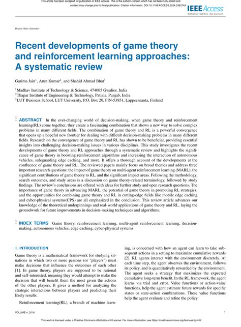 (PDF) Recent Developments of Game Theory and Reinforcement Learning ...