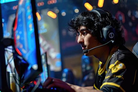 Premium Photo | A young man wearing a headset sits in front of a ...