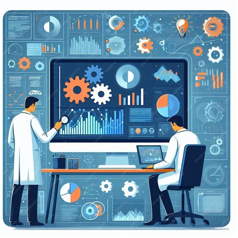 Scientist computing analyzing and visualizing complex data set ...