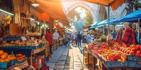 Free Photo | Street market at sunset