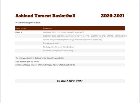 Player Development Goals