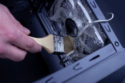 Cleaning a Dirty Computer Fan with a Brush Stock Photo - Image of dust ...