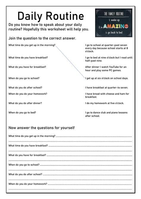 Daily Routines Worksheet