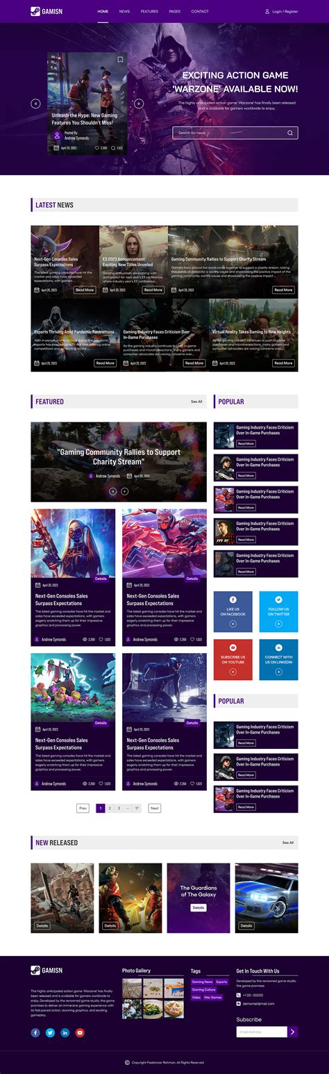 Gaming News Website Home Page UI Design on Behance
