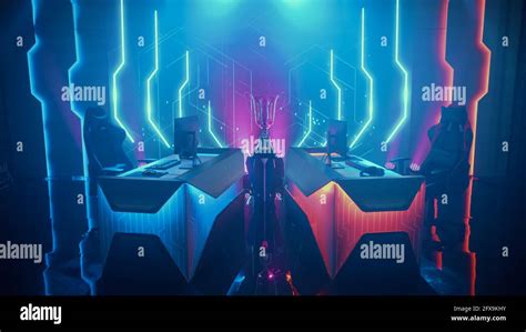 Two Person Empty Computer Gaming eSports Championship Arena with Winner ...