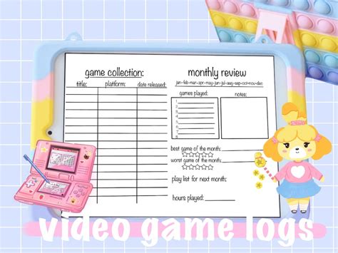 Video Game Log / Tracker Printable for Journaling | Habit Tracker ...