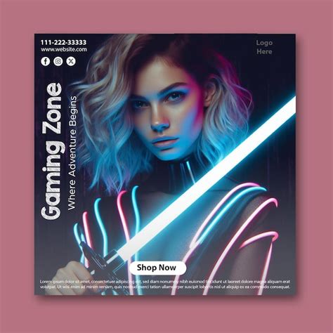 Gaming promotion poster social media banner template | Premium AI ...