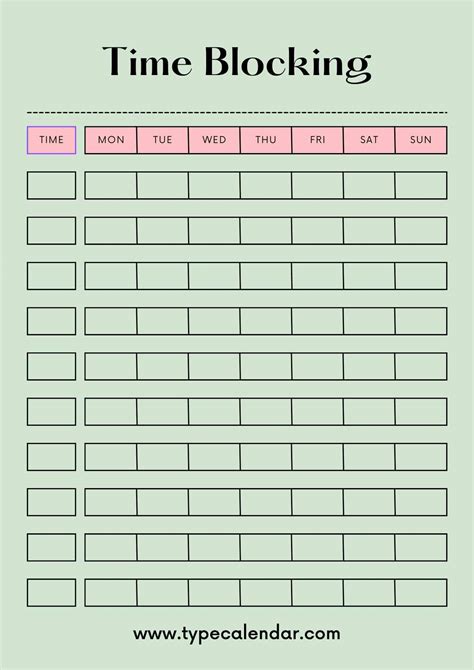Free Printable Time Blocking Templates [PDF, Word, Excel] Daily