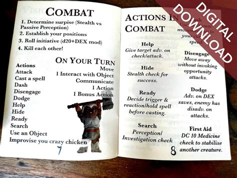 D&amp;D 5e Printable Quick Player Reference Booklet Dnd New - Etsy Australia