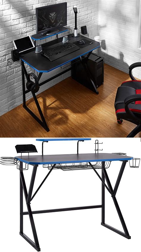 Gaming Computer Desk with Storage for Controller, Headphone & Speaker ...