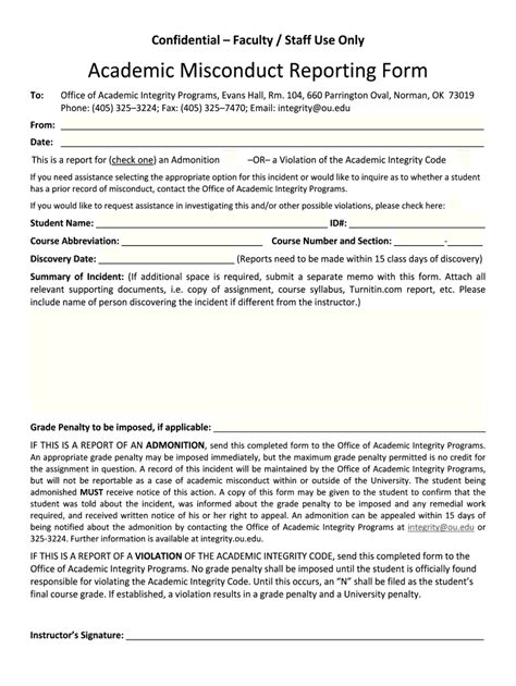 Fillable Online integrity ou Academic Misconduct Reporting Form ...