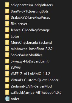 Mod load order : r/SPTarkov