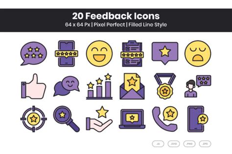 20 Feedback Icons - Filled Line Graphic by kmgdesignid · Creative Fabrica