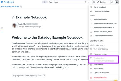 Version History for Notebooks