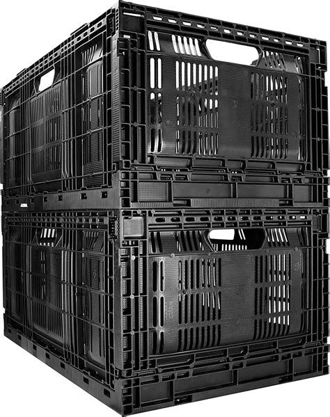 Amazon.com: JEZERO Large 2-Pack Collapsible Plastic Storage Crate ...