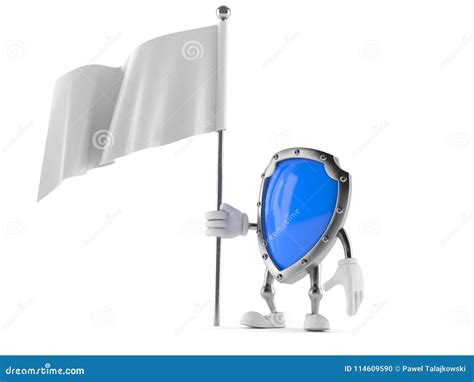 Shield Character Holding White Flag Stock Illustration - Illustration ...