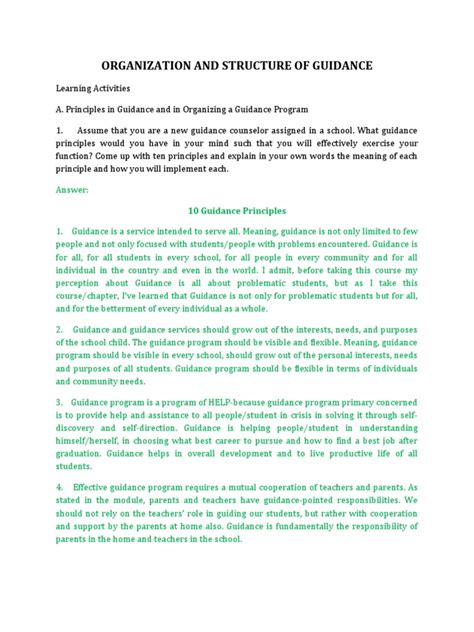 Organization and Structure of Guidance | PDF | School Counselor | Teachers