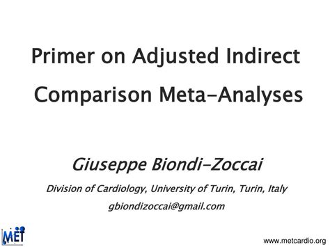 PPT - Primer on Adjusted Indirect Comparison Meta-Analyses PowerPoint ...